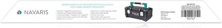 Navaris Werkzeugkoffer 20" Box leer - 51x23x21cm - 2 Abnehmbare Organizer Boxen und Stahlschliessen