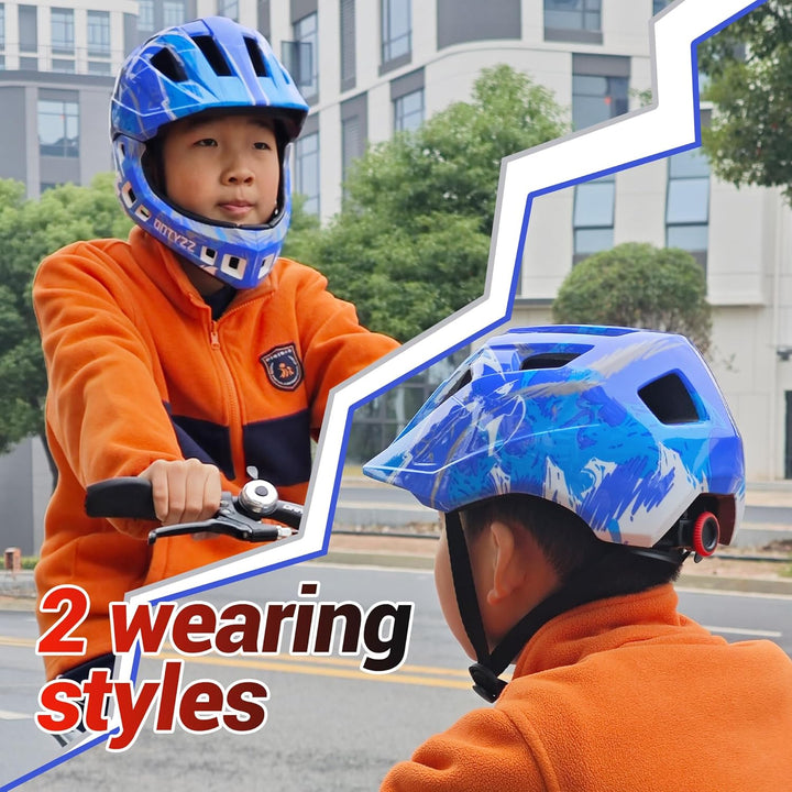 Kinder Fahrradhelm Leicht Integralhelm Kinder mit Abnehmbaren Kinnschutz Kinder Downhill Helm für Ba