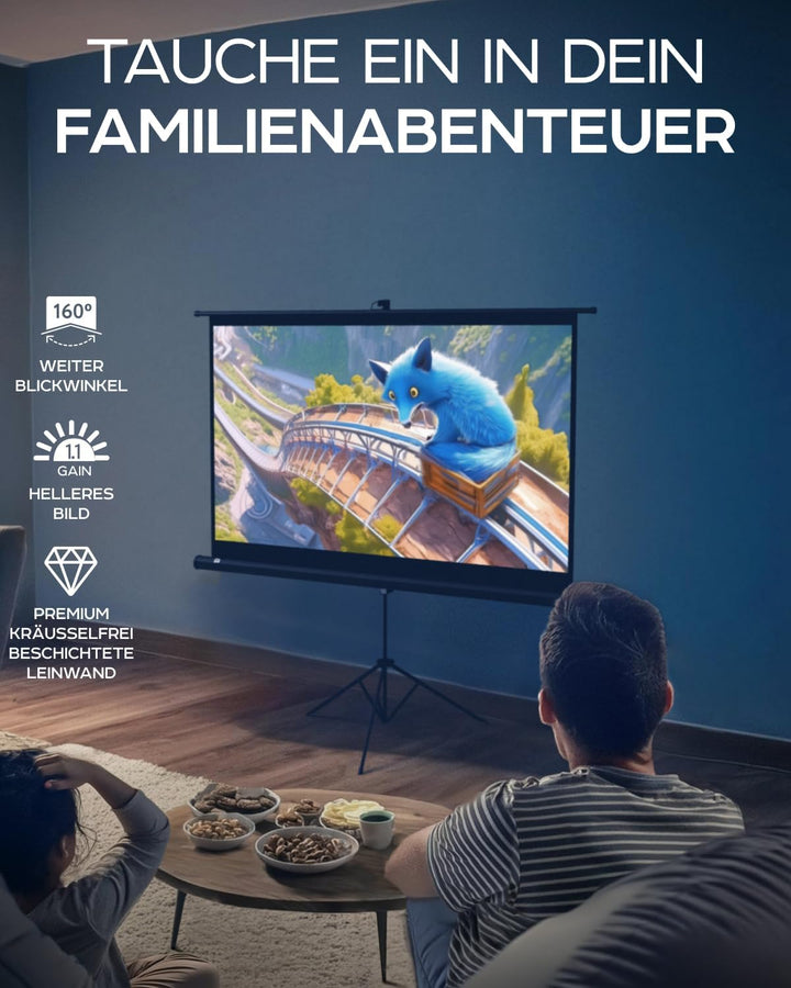 Beamer Leinwand mit Stativ 60 zoll – Projektor Leinwand für Indoor und Outdoor für Film und Büropräs