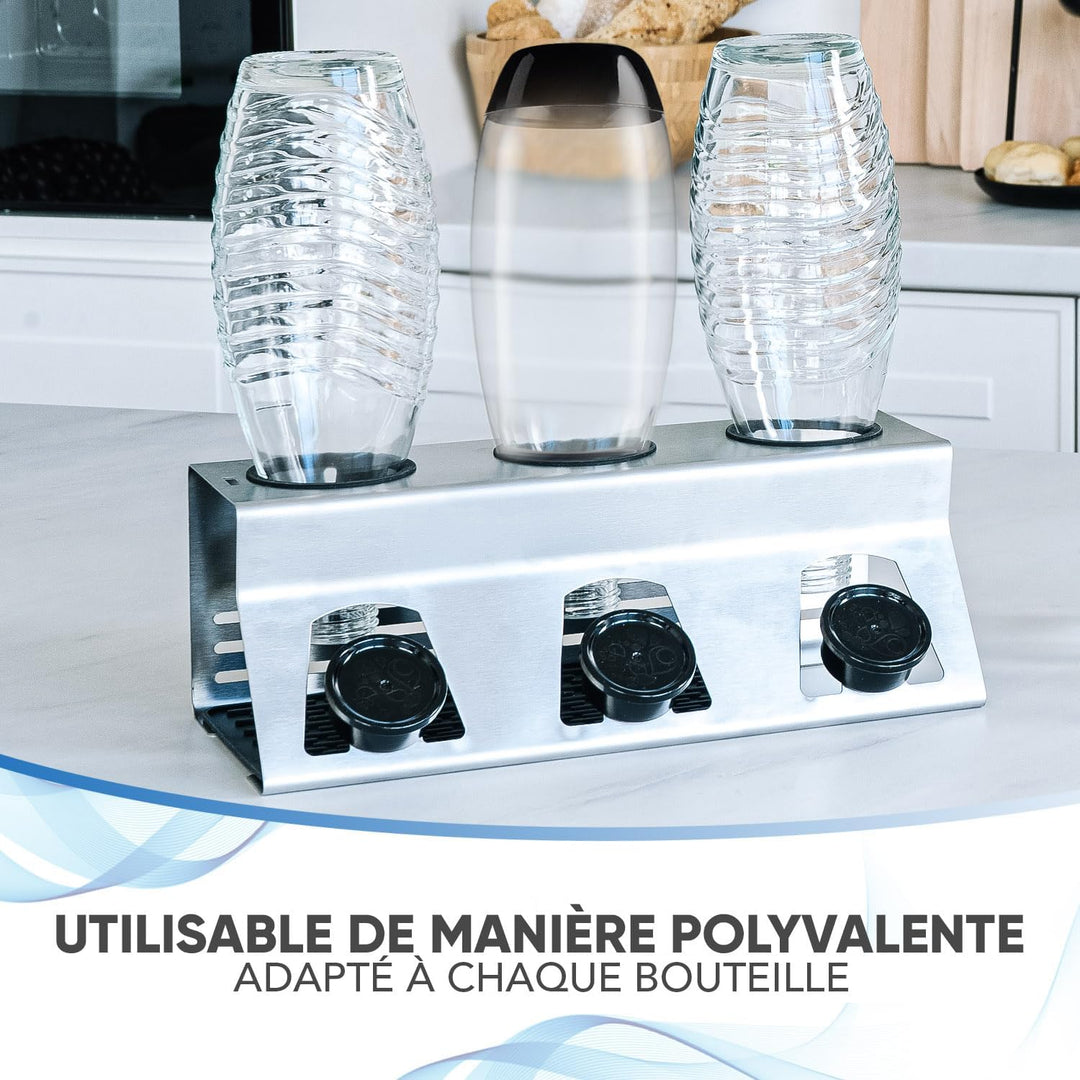 Loco Bird Flaschenhalter für 3 Flaschen - kompatibel Sodastream-Flaschenhalter aus Edelstahl - Abtro