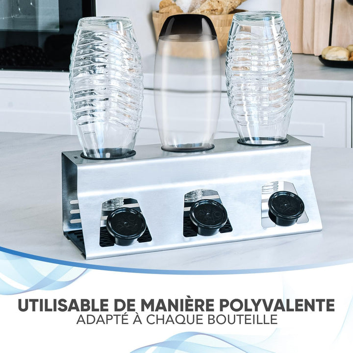 Loco Bird Flaschenhalter für 3 Flaschen - kompatibel Sodastream-Flaschenhalter aus Edelstahl - Abtro