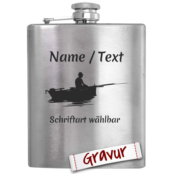 Angeln Geschenk Flachmann mit Gravur personalisiert, Angler Geschenke für Männer, Geschenkidee Herre