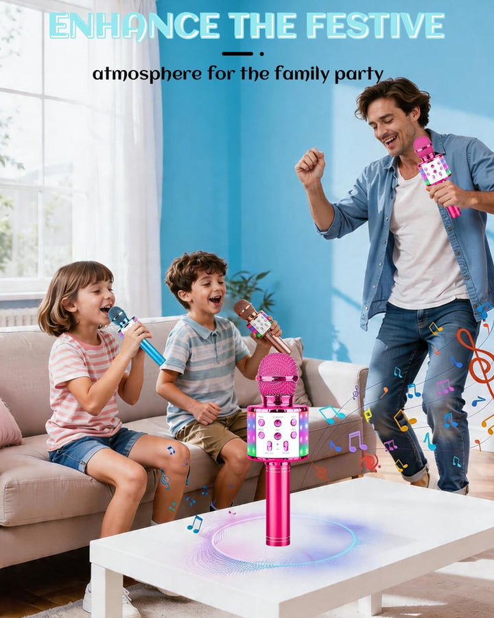 Drahtloses Bluetooth Mikrofon Karaoke Mit LED-Leuchten Tragbare Handheld Singen Karaoke Lautsprecher