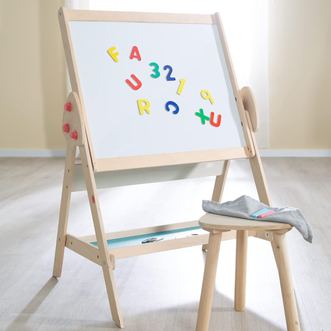 roba Tafel & Kinder-Sitz-Set, Kindertafel wandelbar zu Tisch-Stuhl-Set, Schreibtafel, Holz natur Sta
