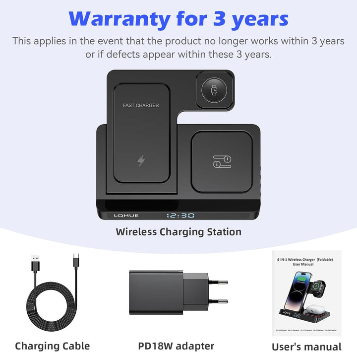 4 in 1 ladestation für iPhone und Watch Kabelloses Ladegerät 15W Faltbarer Induktive Wireless Charge
