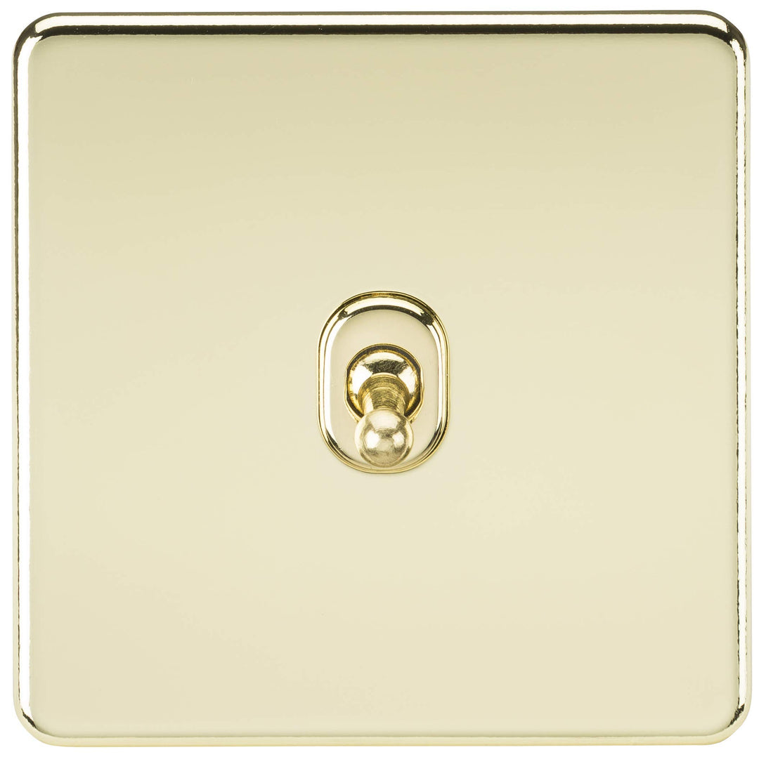 Knightsbridge SF1TOGPB 2-Wege-Kippschalter, schraubenlos, 10 A, 1 G, poliertes Messing Lichtschalter