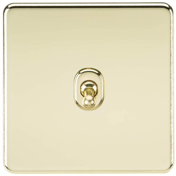 Knightsbridge SF1TOGPB 2-Wege-Kippschalter, schraubenlos, 10 A, 1 G, poliertes Messing Lichtschalter