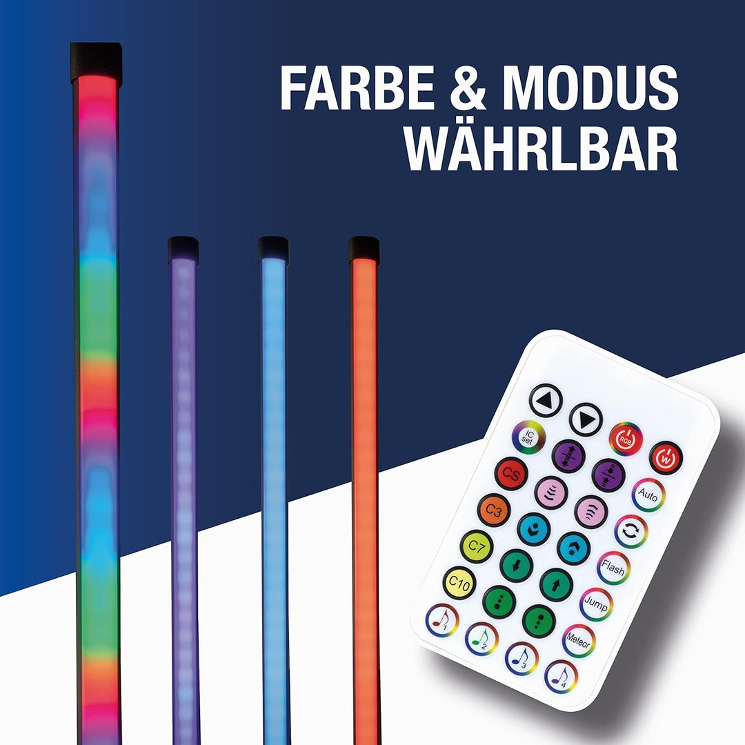 REV – Partylicht musikgesteuert & dimmbar inkl. Fernbedienung – Party Deko RGB Stehlampe 58cm 6W 200