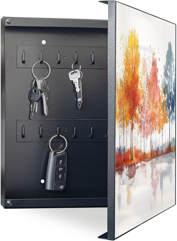 banjado Grosser Schlüsselkasten Metall - Schlüsselbox 30x30cm mit 32 Haken - Schlüsselkasten modern