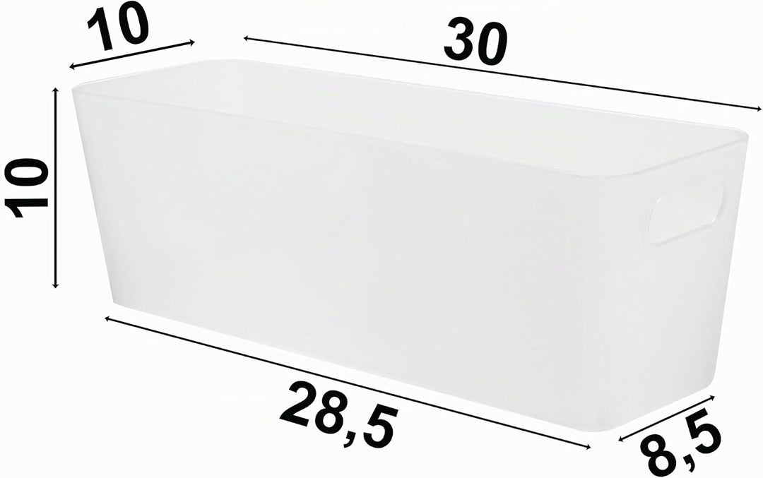 12x Ordnungsbox 10cm hoch milchig-transparent 30x10x10cm 2L Ordnungskorb Milchig-transparent 12 STÜC