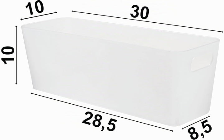 12x Ordnungsbox 10cm hoch milchig-transparent 30x10x10cm 2L Ordnungskorb Milchig-transparent 12 STÜC