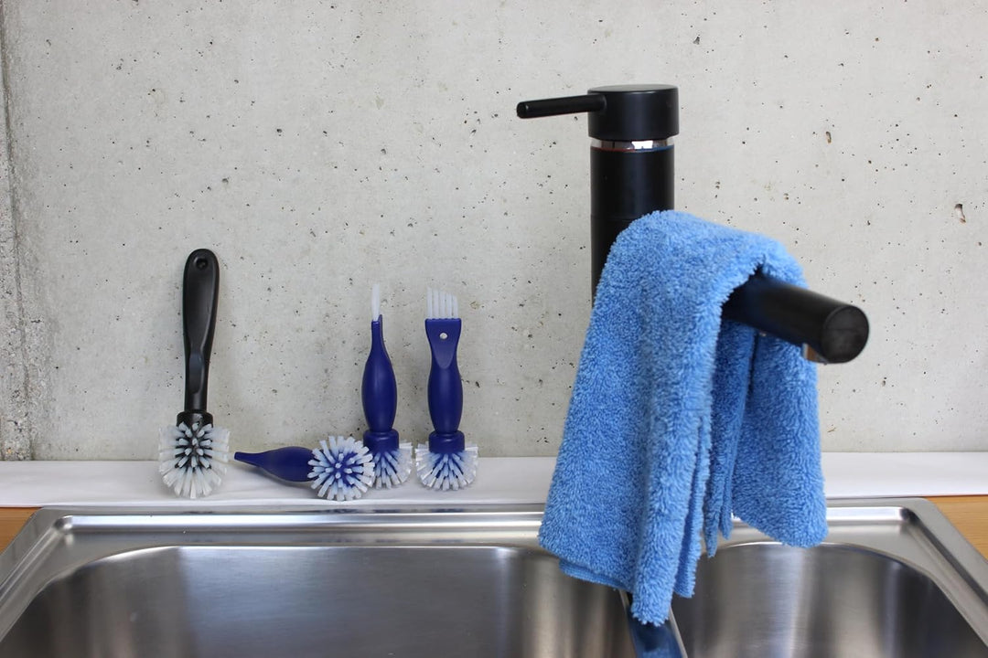 Reinigungsbürste Wanda für Waschbecken mit Zwei Pinseln | Waschbecken Reinigungsbürsten blau | für W