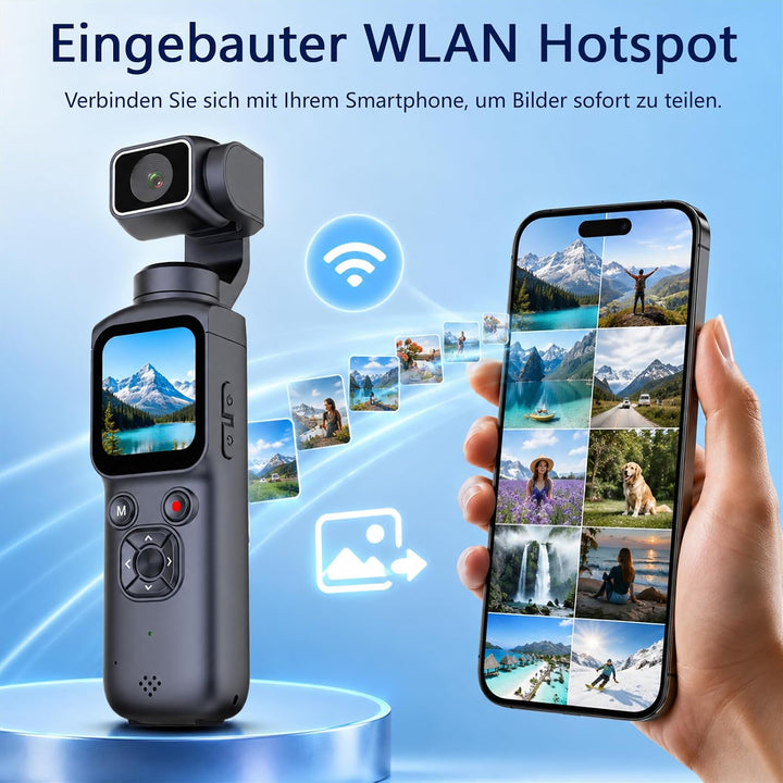 4K Vlogging Kamera Vlog Handkamera mit KI Gesichtserkennung &amp; App Anbindung