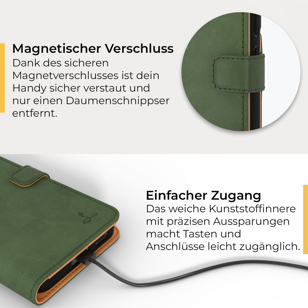 Snakehive Galaxy S22 Plus 5G Hülle Leder | Stylische Handyhülle mit Kartenhalter & Standfuss | Handy