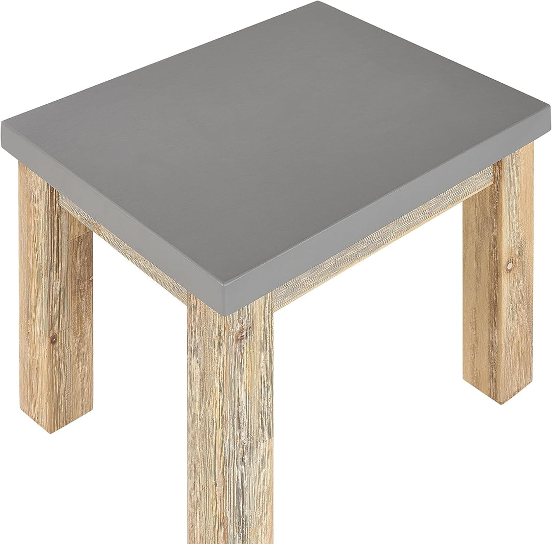 Industrieller Hocker Faserzement Akazienholz grau / heller Holzfarbton Ostuni