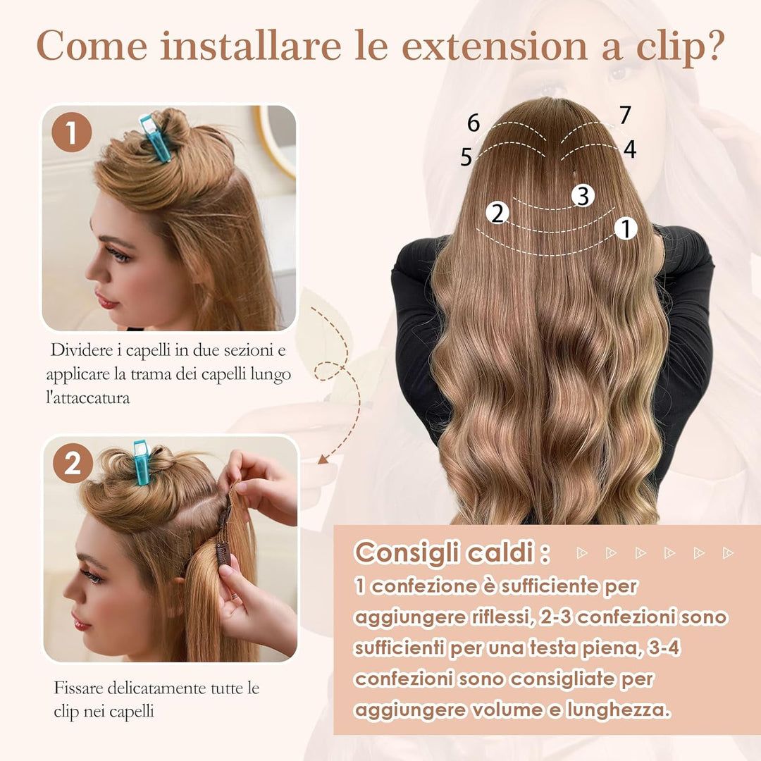 Extensions Echthaar Clip In Haarverlängerungen 100% Remy Echthaar Dünn 8 Tressen 18 Clips Glatt 35cm