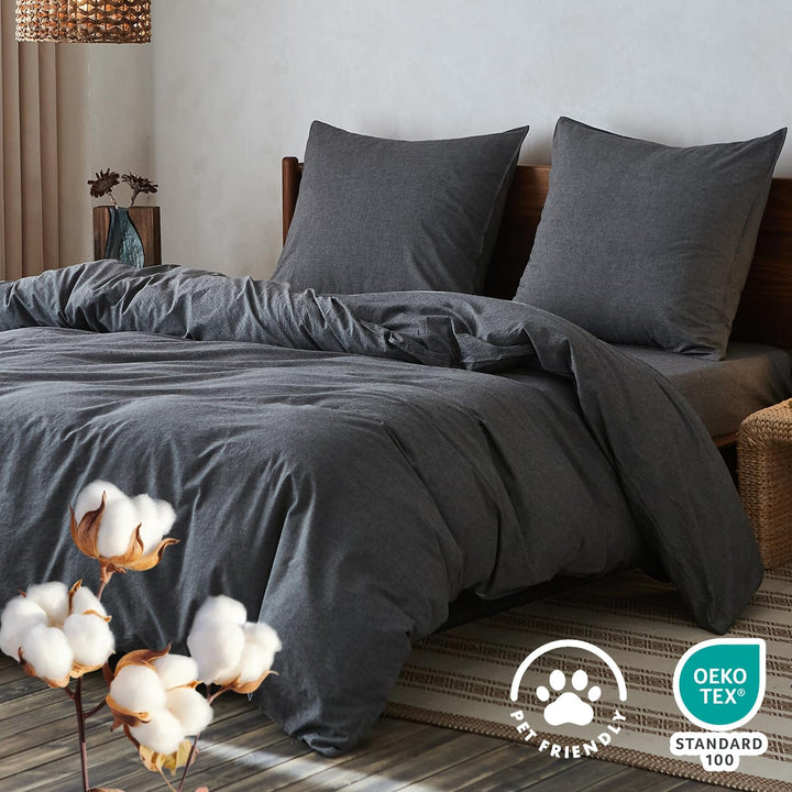 Simple&amp;Opulence Bettwäsche 2 Teilig-100% Gewaschene Baumwolle Weiche und Angenehme Schlafkomfort-Öko