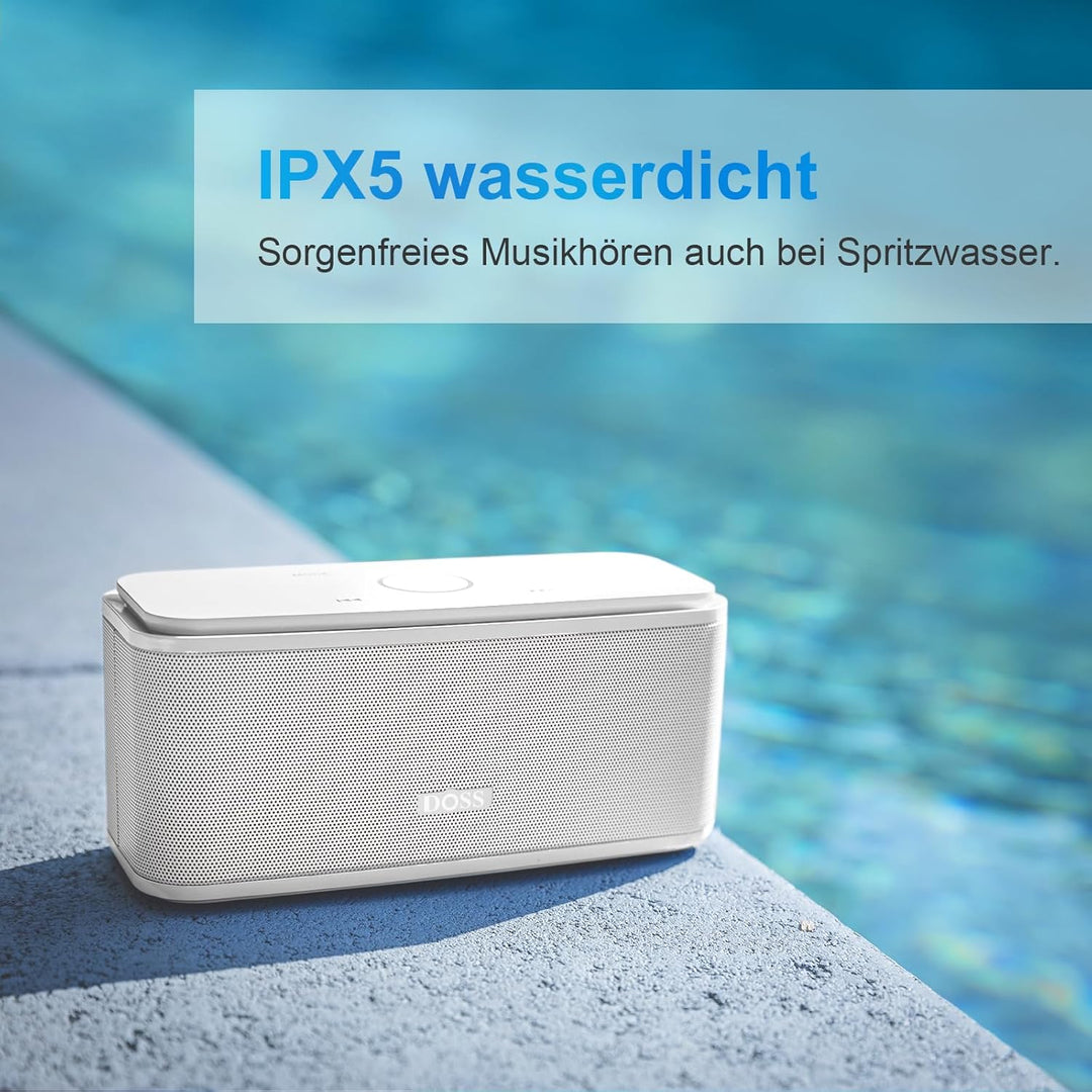 DOSS Bluetooth Lautsprecher, SoundBox Musikbox Bluetooth Box mit Dualen Bass-Treibern, 20h Akku,Touc