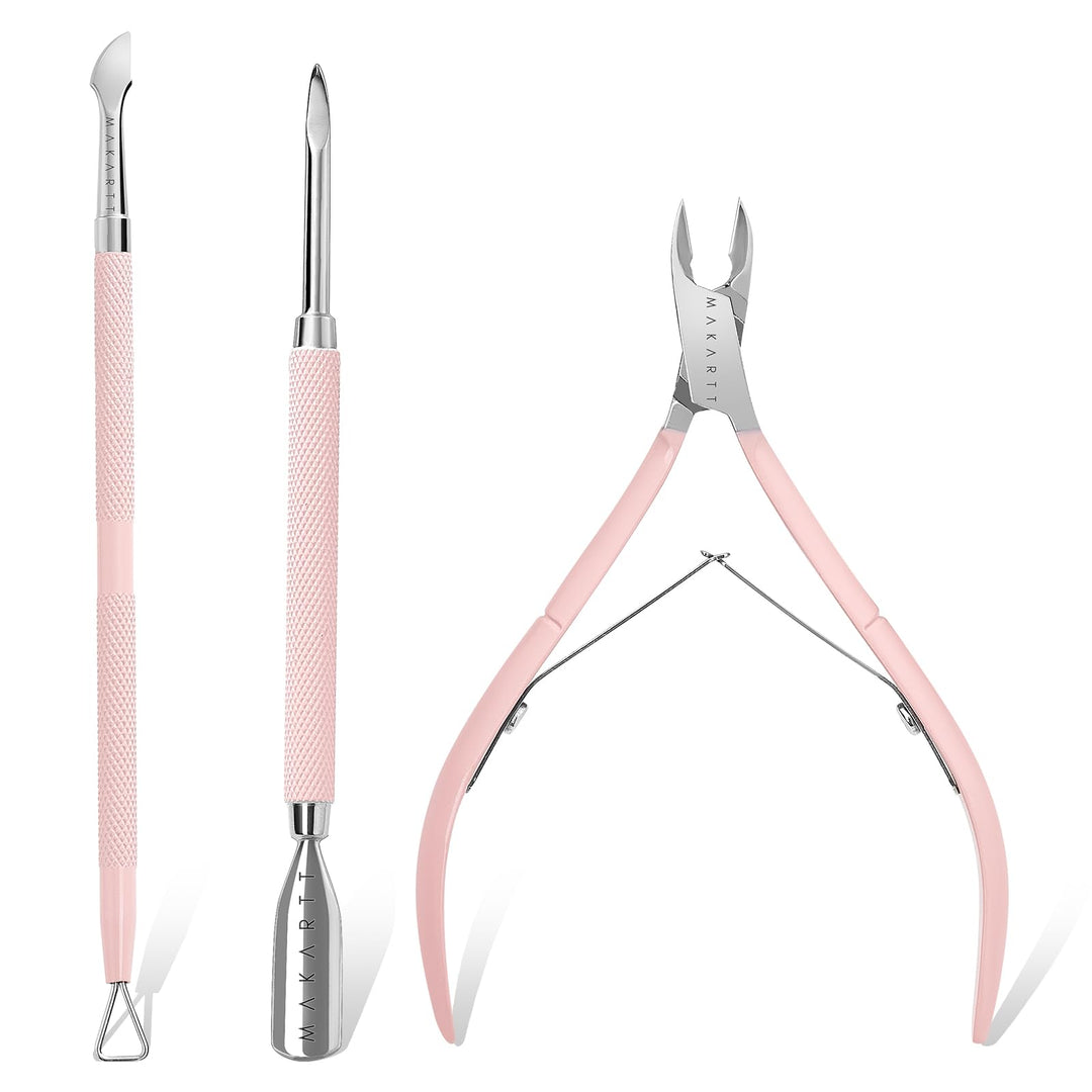 Makartt Nagelhaut Trimmer mit Nagelhautschieber, 3 PCS Rosa Zangen Nagelhaut Professionelle Pediküre