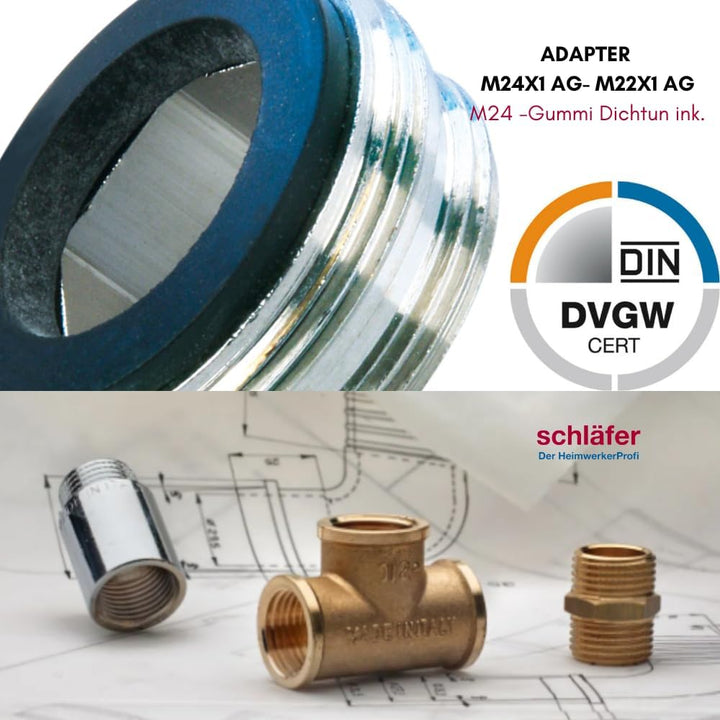 Schläfer 632515 - 5 Stück | M 24x1 aussen/M 22x1 aussen - Kompatible Neoperl Reduktion, (Reduzierstü
