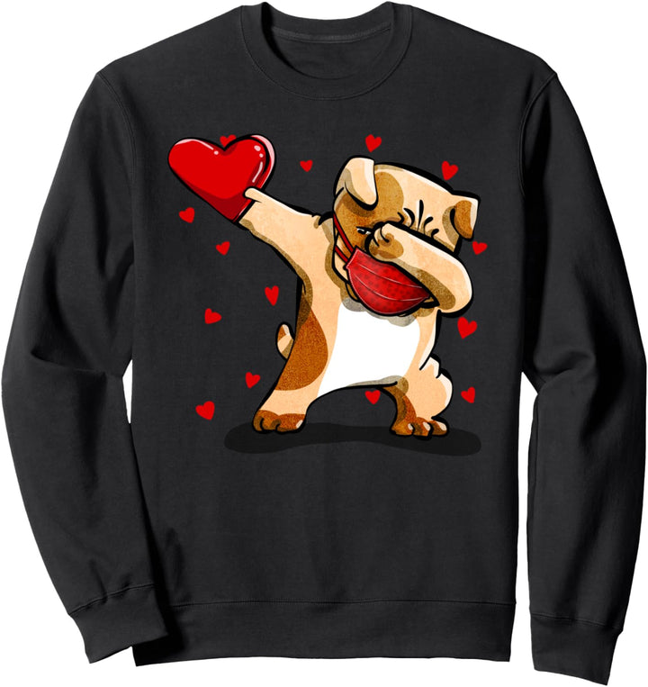 Dabbing Bulldog Wears Face Mask Valentins Kostüm Geschenke Sweatshirt
