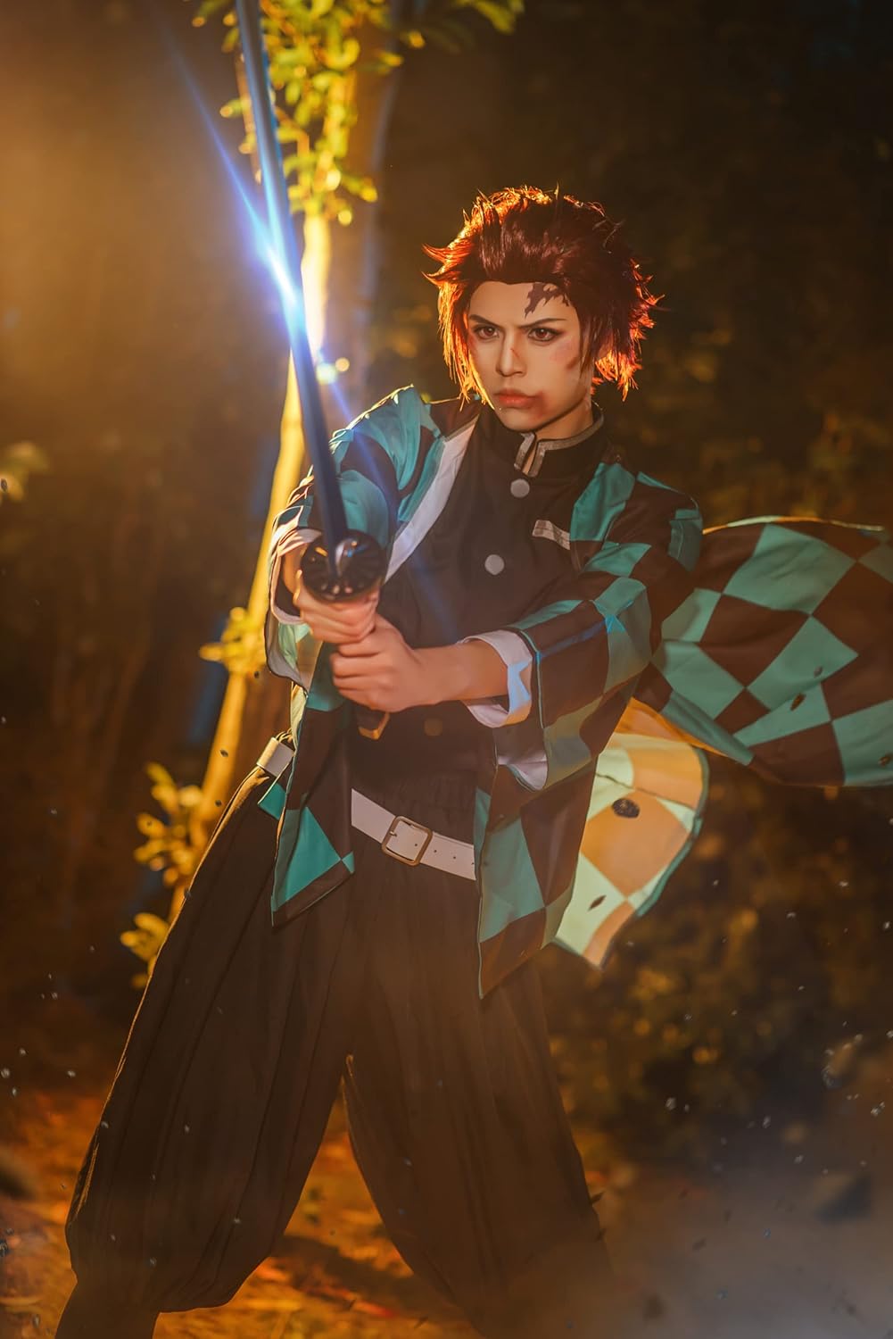 Agatsuma Zenitsu Cosplay Kimono Vollständiger Satz Anime Zenitsu Cosplay Kostüm Erwachsene, Grü