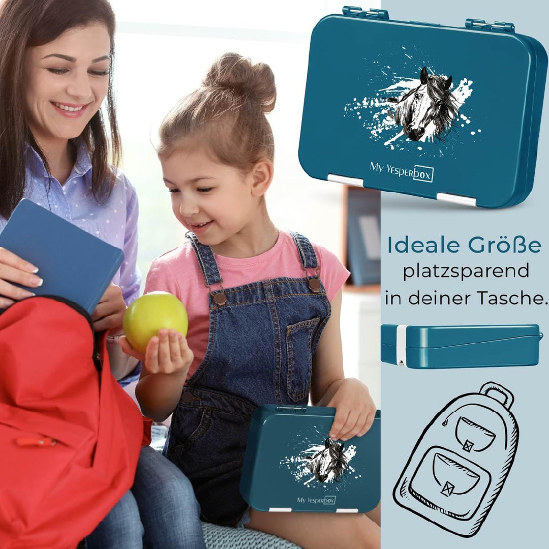 My Vesperbox® Brotdose für Kinder mit Fächern [LEN] - Lunchbox mit Trennfächern - Bento Box - Jausen