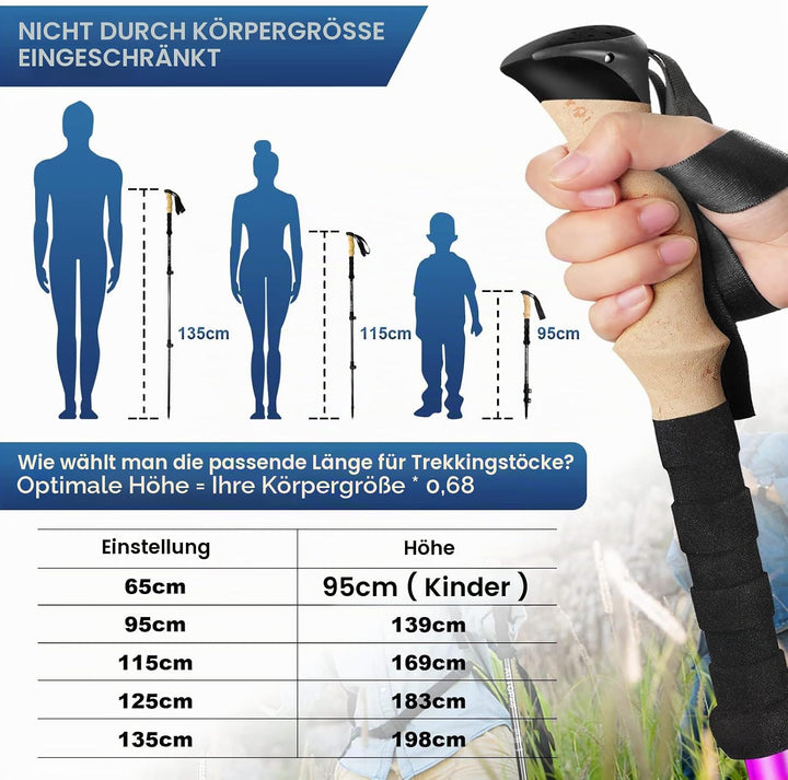 AUTOPkio Nordic Walking Stöcke, Wanderstöcke Verstellbar Walking Stöcke Teleskop 7075 Aluminium Trek