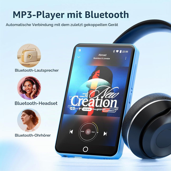 MP3 Player mit Bluetooth und WiFi, Oilsky 80GB 4 Zoll Android 9.0 Mp3, 1080P Touchscreen MP4 Player,