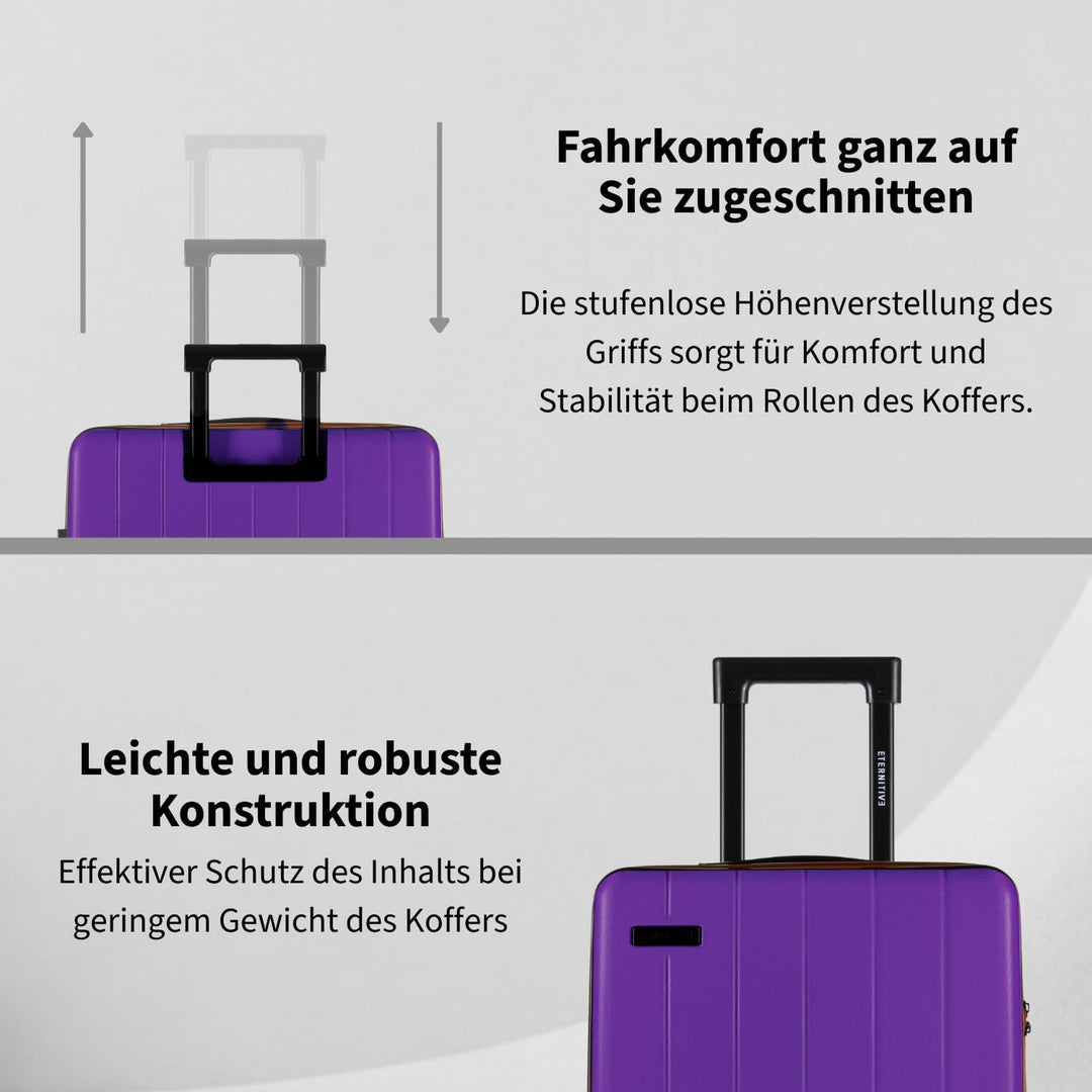 ETERNITIVE - Koffer Reisekoffer Hartschale aus ABS |Reisetrolley Leicht mit 4 Zwillingsrollen 360° |