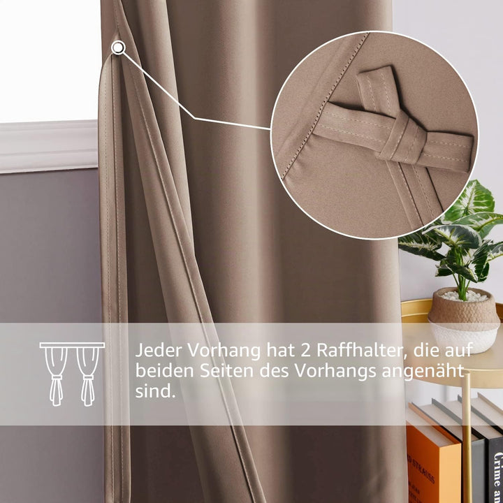 DWCN Vorhang Blickdicht Verdunkelungsgardinen mit Ösen 2 Stücke Thermogardine für Wohnzimmer,Schlafz