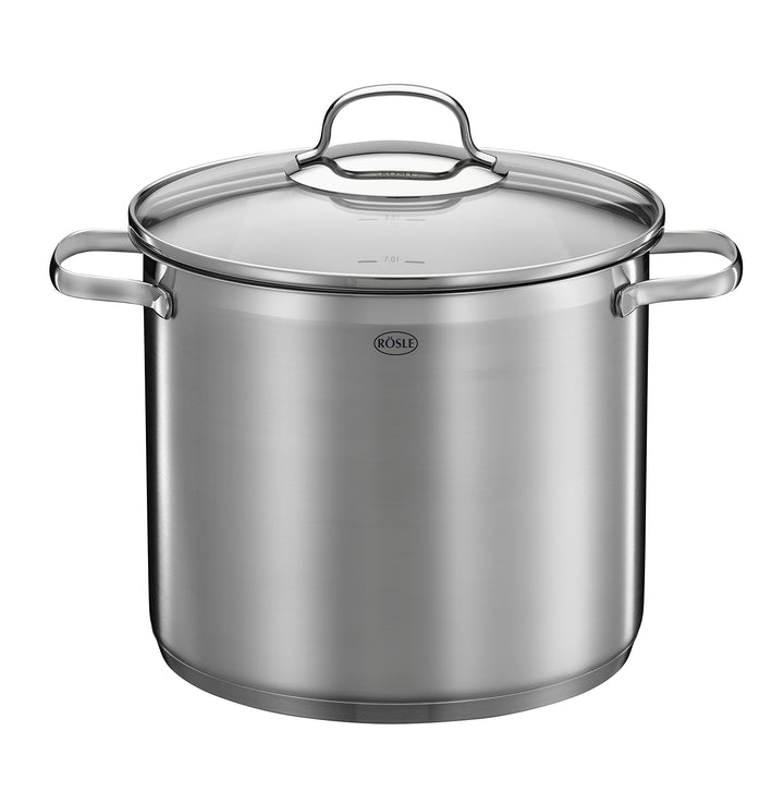 RÖSLE ELEGANCE Gemüse/Partytopf, Hochwertiger Edelstahltopf zum Kochen grosser Mengen, 8 Liter, Edel