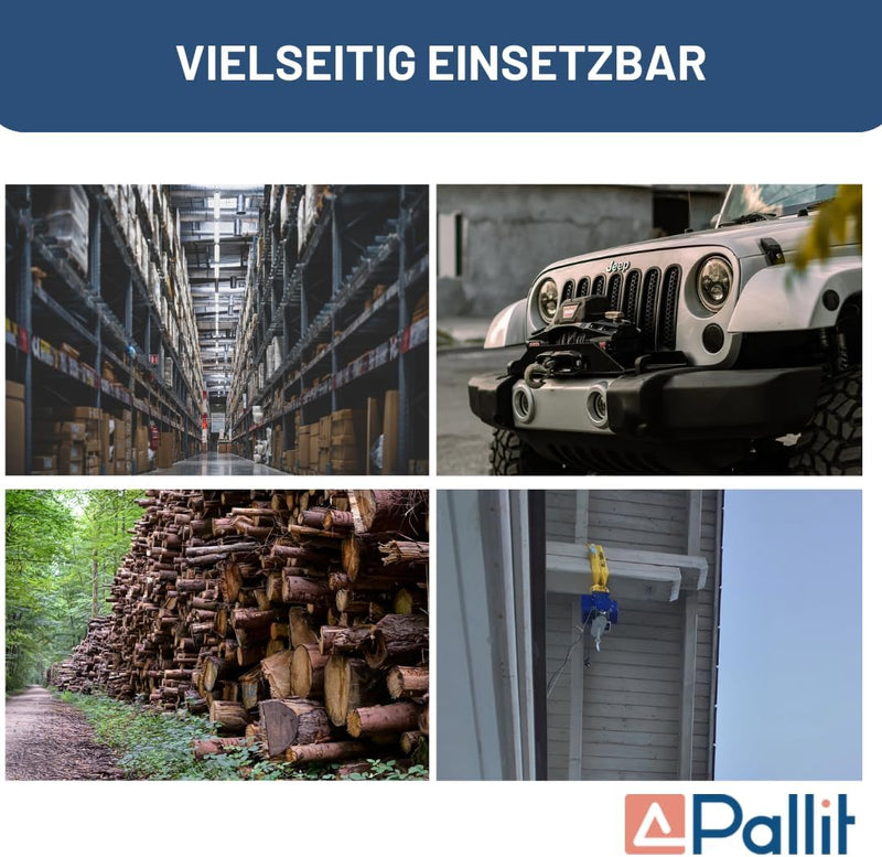 Pallit elektrische Seilwinde MOBILE | 150/300 kg | 12 m Stahlseil | inkl Kabelfernbedieung mit 1,5 m