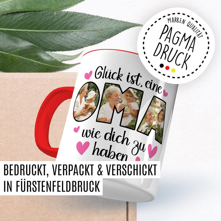 Oma Tasse personalisliert mit Bild, Glück ist eine Oma wie dich zu haben, Geschenk personalisierbar