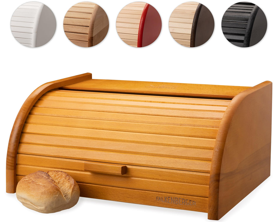 Brotkasten aus Buchenholz ca. 39x29x18cm Rollbrotkasten traditionell Brotbox mit Roll-Deckel Handmad