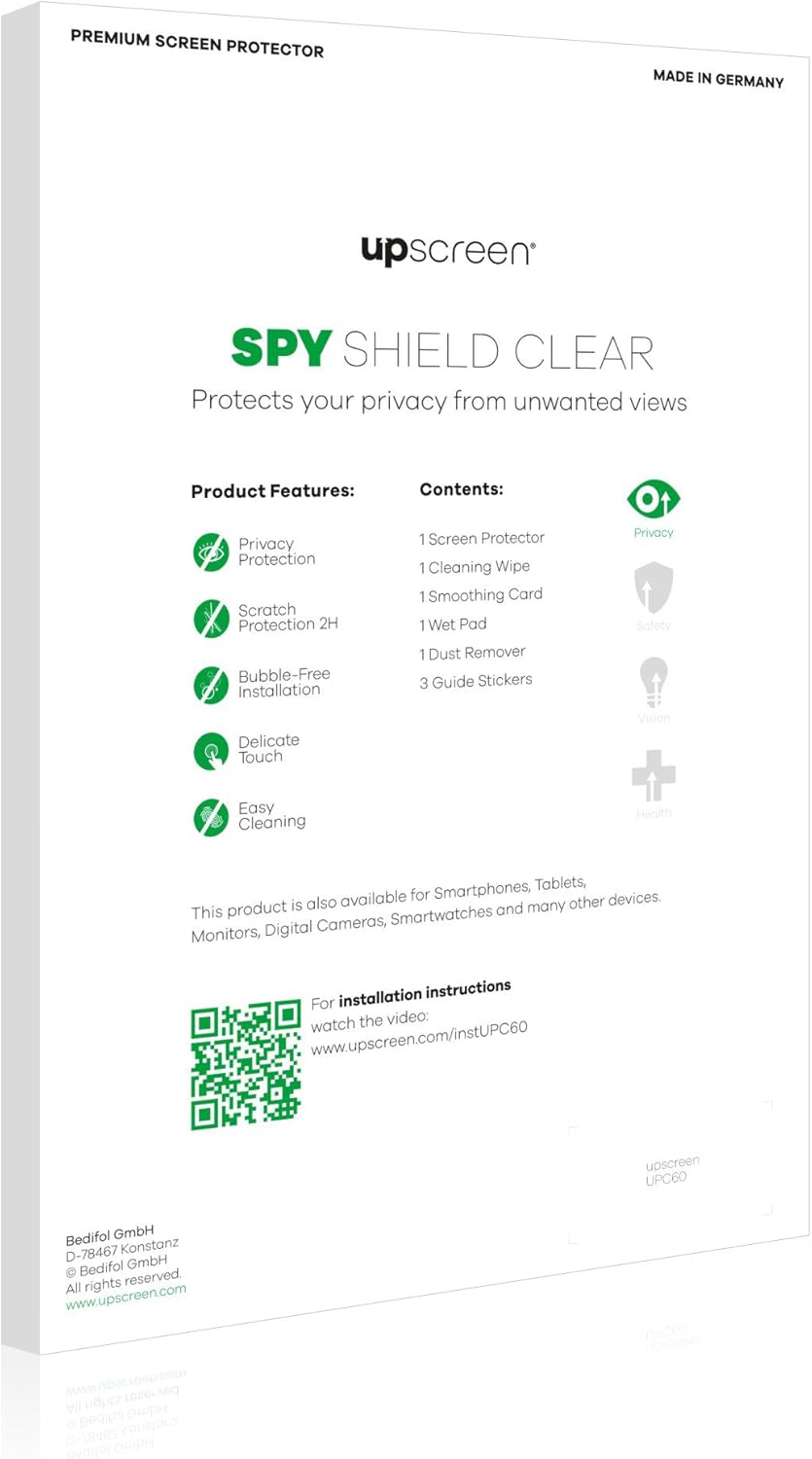 upscreen 13.3" Anti-Spy Blickschutzfolie für 13,3 Zoll Notebooks (33.8 cm) [285 x 180 mm, 16:10] - P