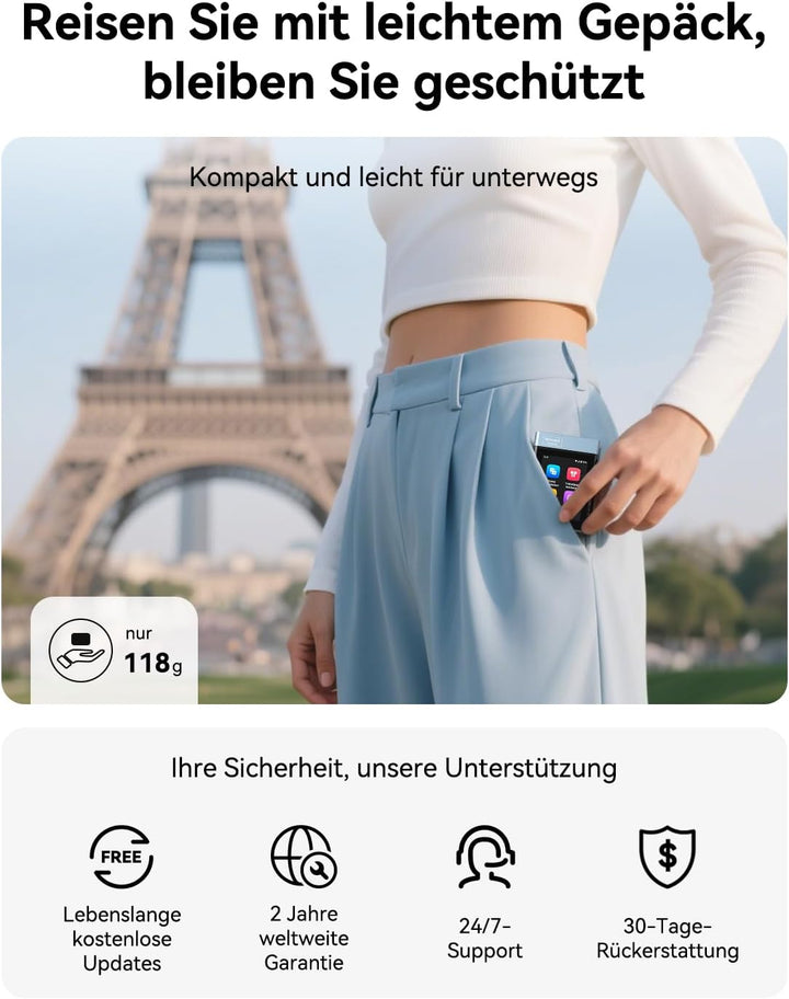 Wooask A9 Übersetzer KopfhöRer Support Anrufe & Hotspot-Freigabe Mit ChatGPT, Sprachübersetzer Ohne