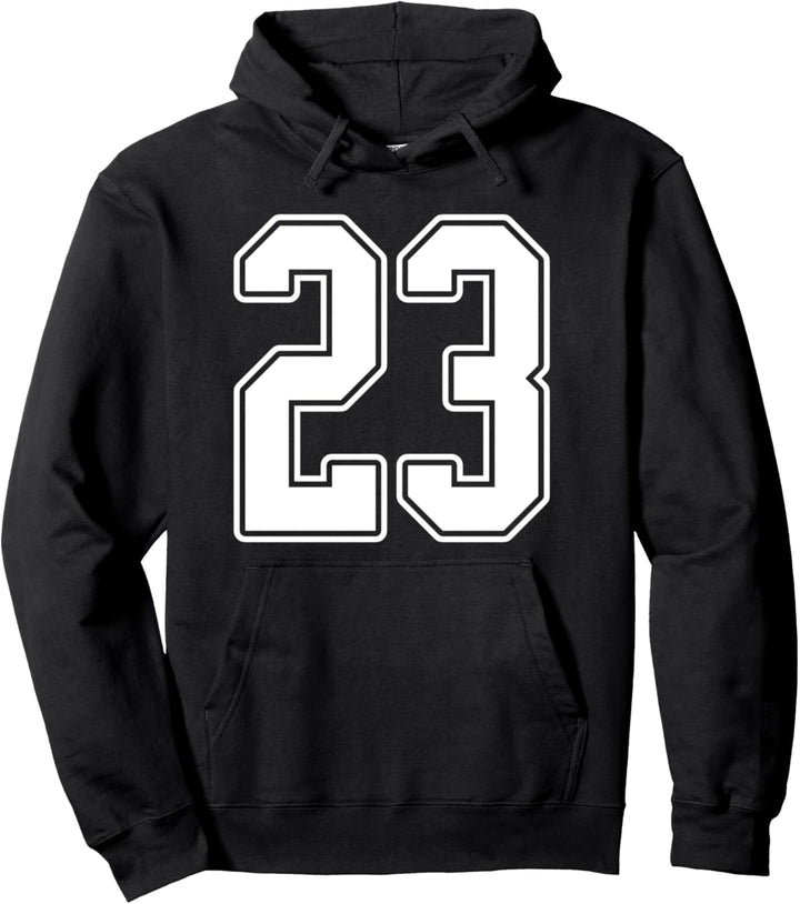 #23 White Outline #23 Sport Fan Jersey Style Pullover Hoodie