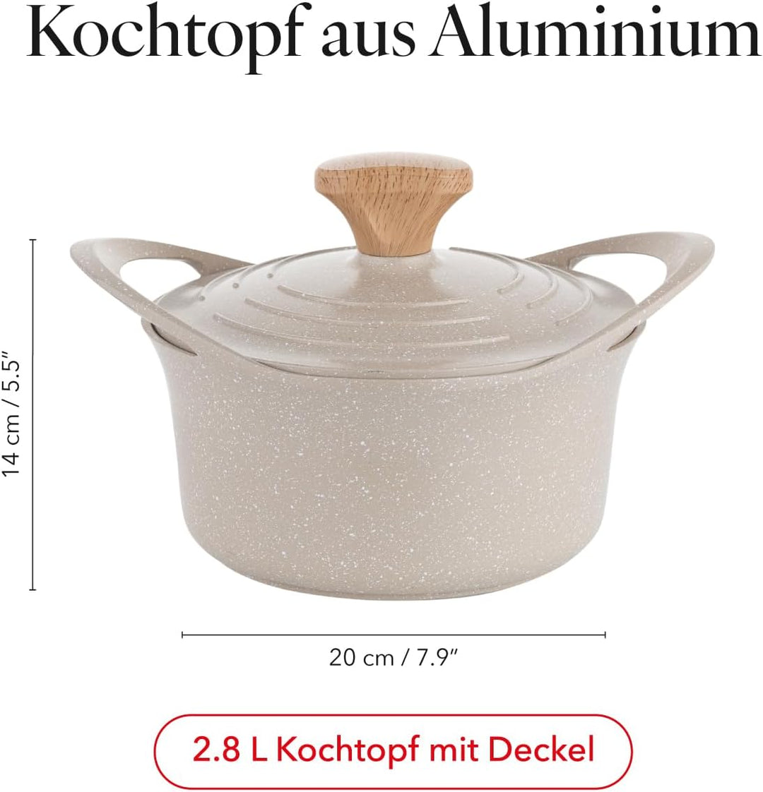 FLORINA Aluminiumtopf OSLO 2,8 l 20cm Durchmesser I Keramische Antihaftbeschichtung I Ergonomischer
