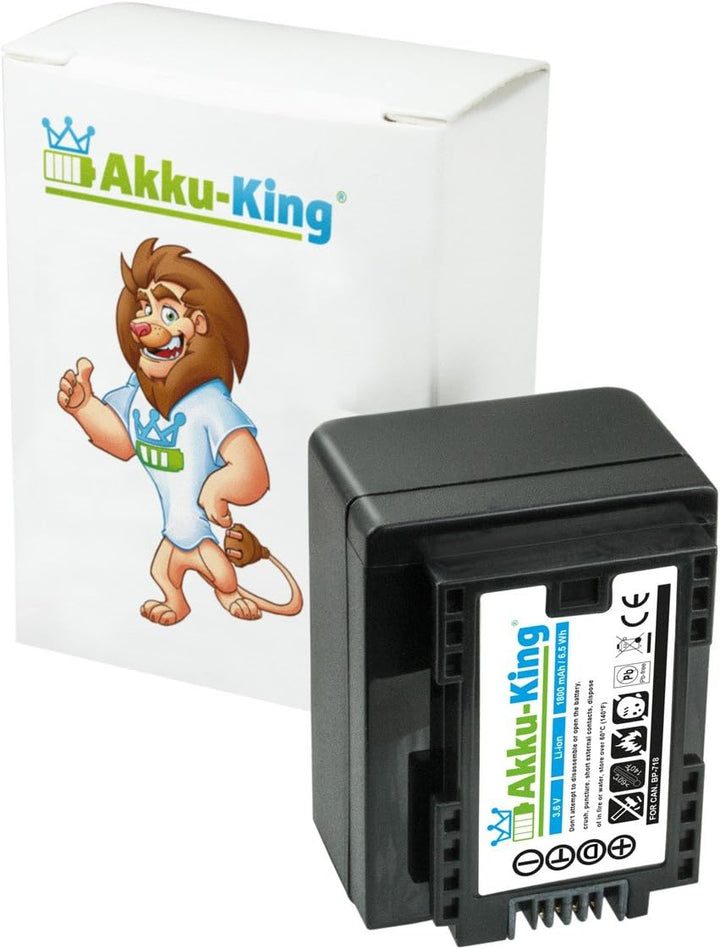 Akku-King Akku kompatibel mit Canon BP-718 passt auch bei BP-708, BP-727 - Li-Ion 1800mAh - für LEGR