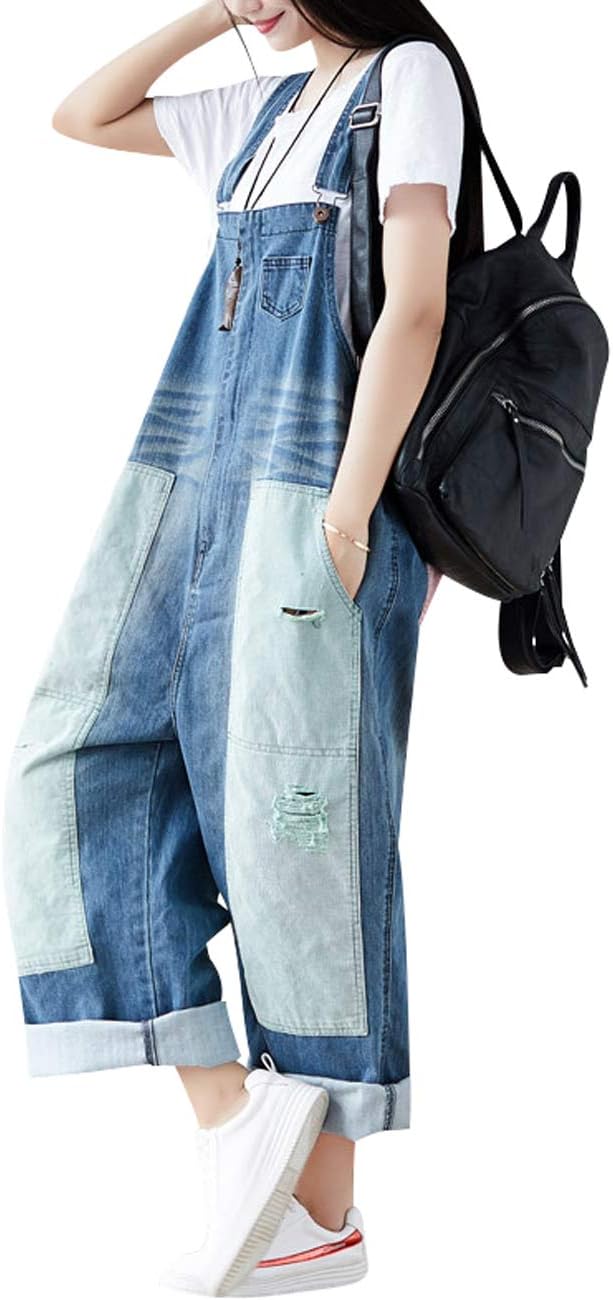 Youlee Damen Strappy Overalls Beiläufig Overall Baumwolle Latzhose Einheitsgrösse Stil 2 Blau, Einhe