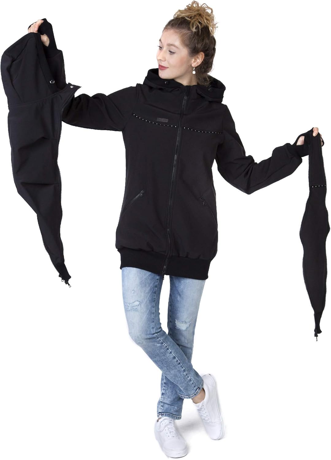 Viva la Mama 4in1 Tragejacke für Tragen auf dem Rücken oder der Brust, Softshell, Umstandsjacke + Kä