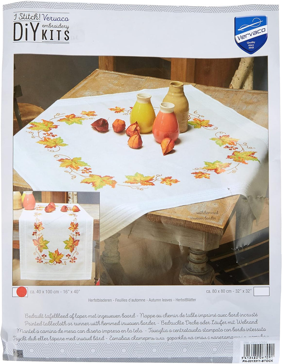 Vervaco Tischläufer Herbst Stickpackung/Läufer im vorgedruckten/vorgezeichneten Kreuzstich, Baumwoll