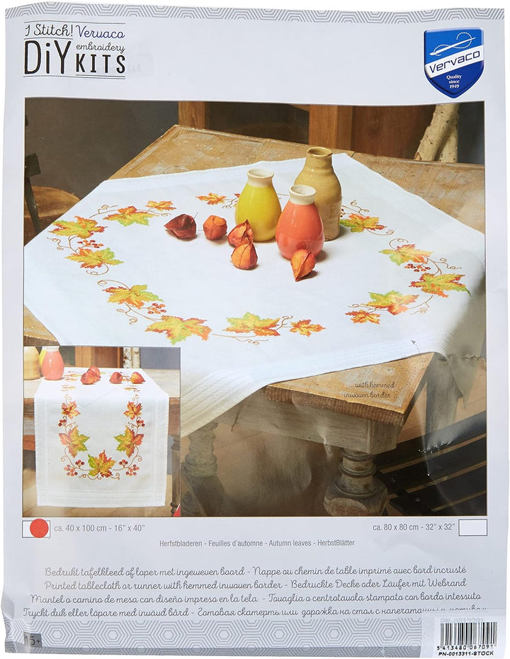 Vervaco Tischläufer Herbst Stickpackung/Läufer im vorgedruckten/vorgezeichneten Kreuzstich, Baumwoll