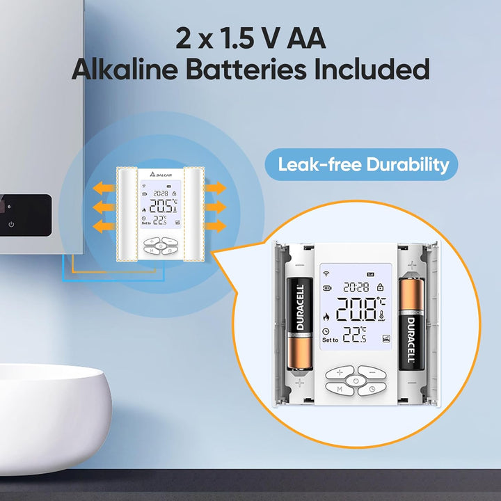 SALCAR Smart Thermostat Boiler WLAN Heizungsthermostat T5W WiFi Raumthermostat mit Luftfeuchtigkei T