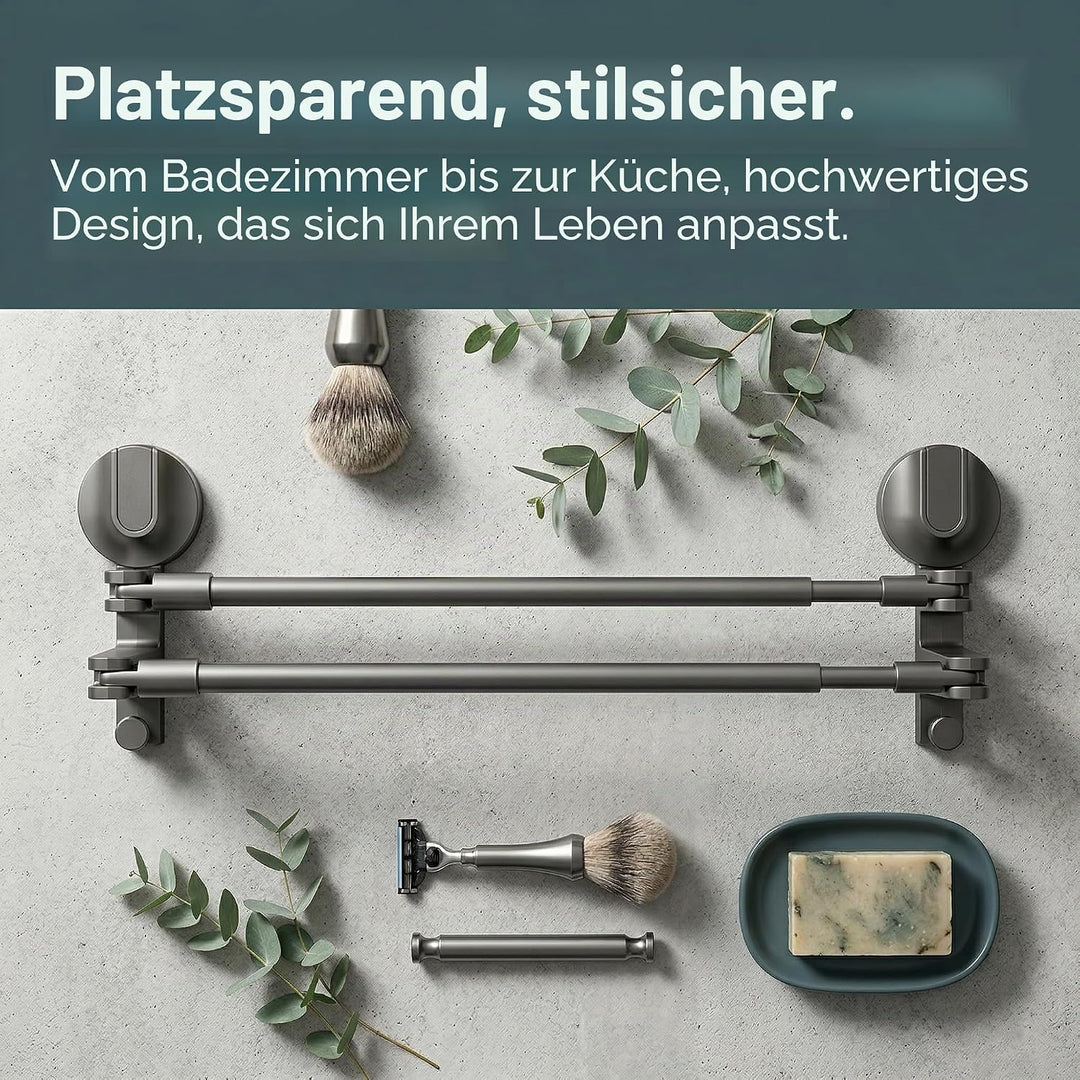 Handtuchhalter Saugnapf ohne Bohren Ausziehbare Handtuchstange Doppelt 49-84cm Verstellbare Länge 18
