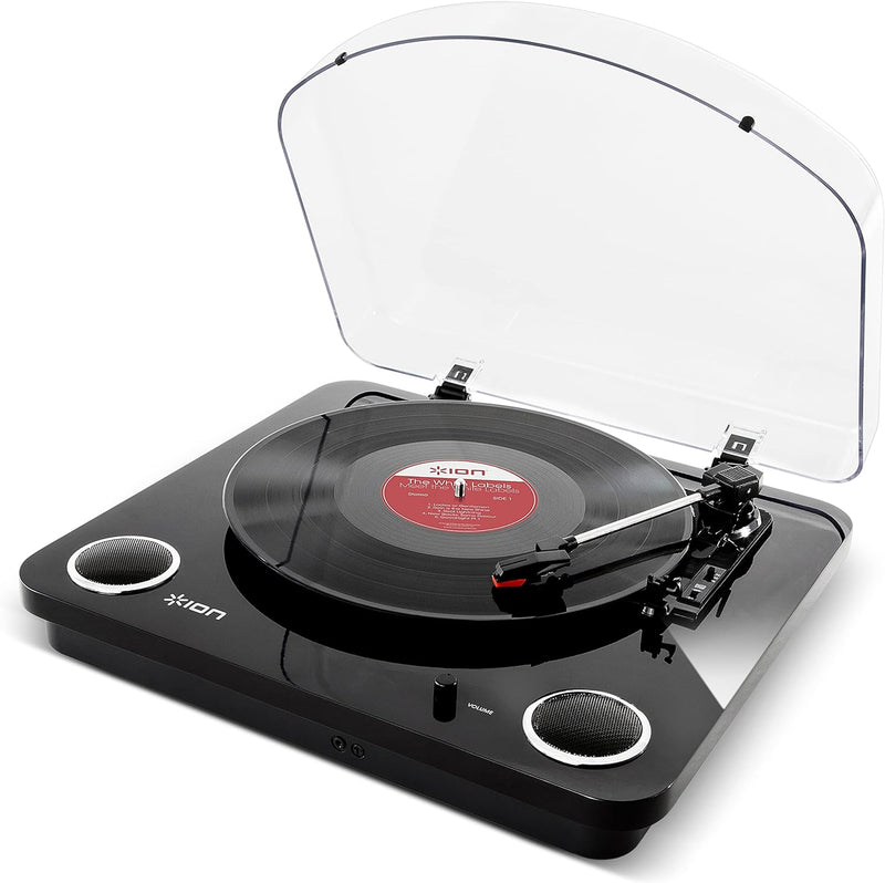 ION Audio Max LP - Vinyl Plattenspieler Bluetooth mit eingebauten Lautsprechern und USB, schwarz Sch