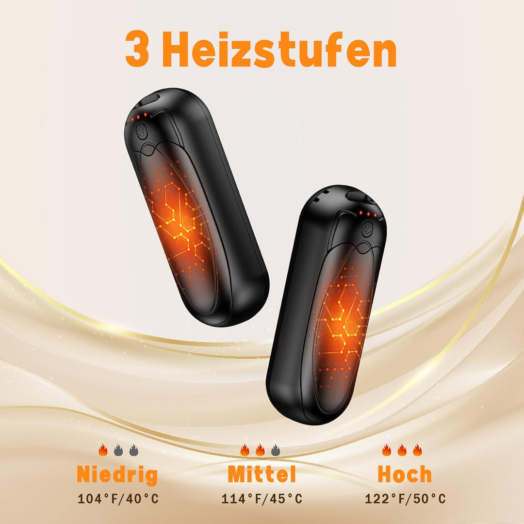 Handwärmer Wiederaufladbar 2er-Set, 7000mAh Elektrische Taschenwärmer mit 3 Heizstufen, Tragbare Mag