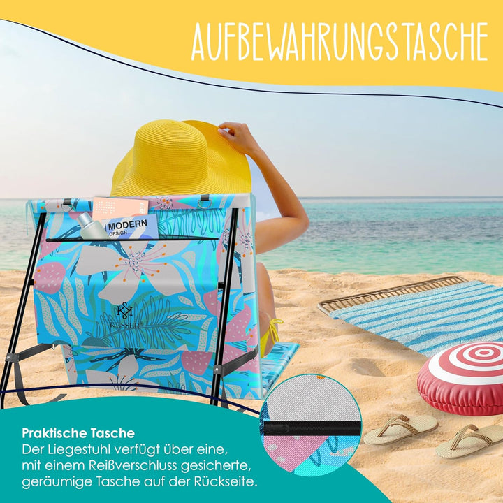 KESSER® 2er Set Strandmatte klappbar mit Verstellbarer Rückenlehne, Tragegurt, wasserdichter Tasche