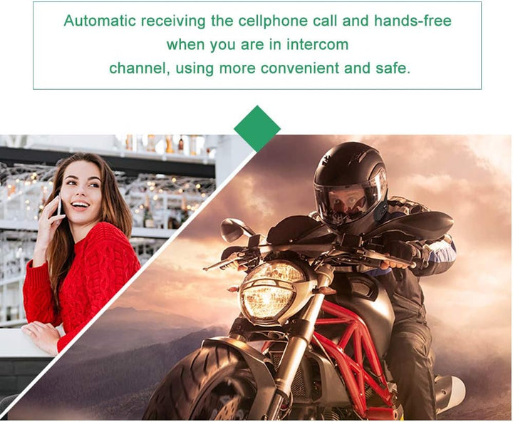 Keenso Motorradhelm Gegensprechanlage Set, 2 Set V6 Pro 1200M Motorrad Helm Bluetooth Intercom Heads